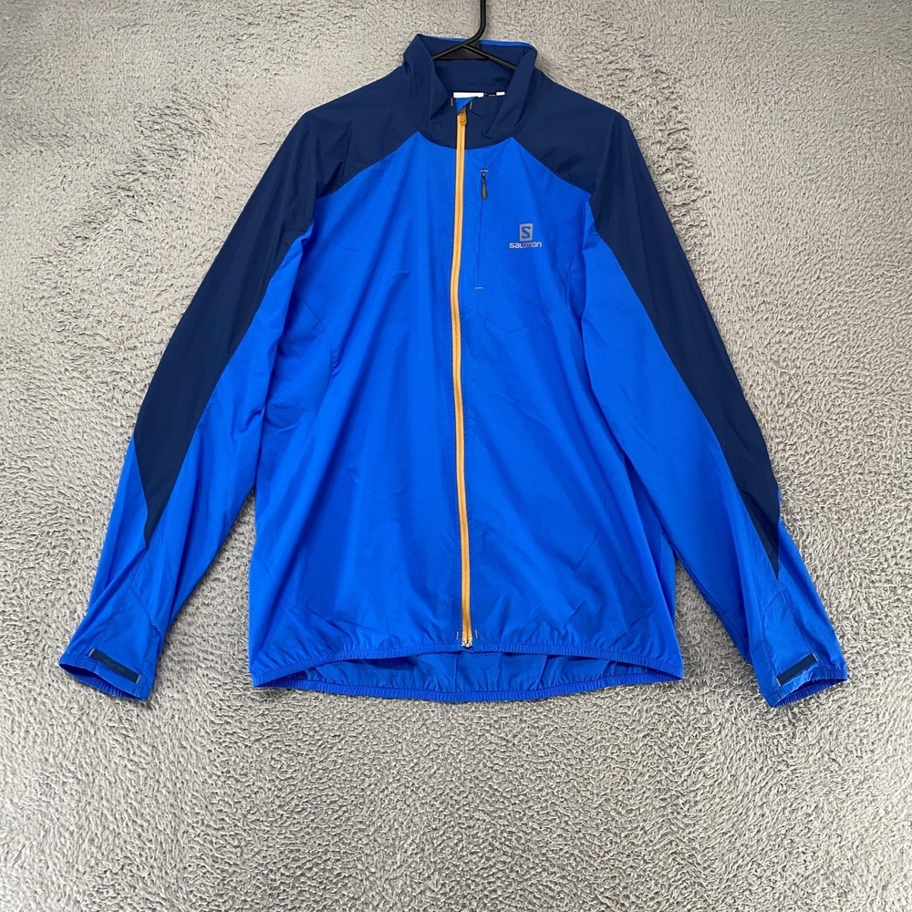 Salomon‎ Clima Wind Jacket Mens Large Blue Lightweight Running Full Zip
